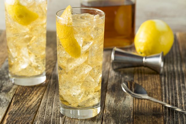 Homemade Whiskey Highball with Soda Water